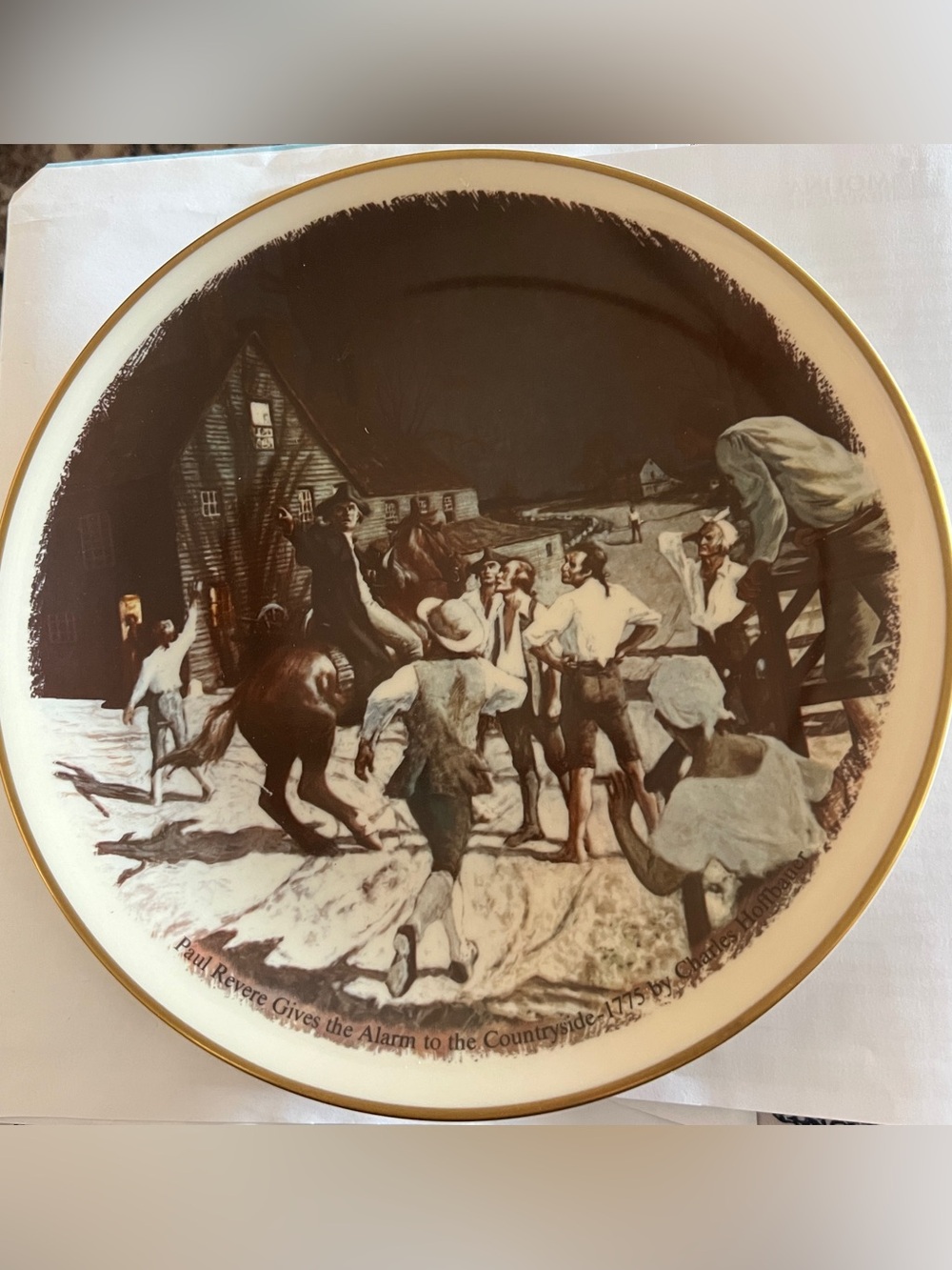 Paul Revere Gives the Alarm to the Countryside- 1775 plate by Charles Hoffbauer